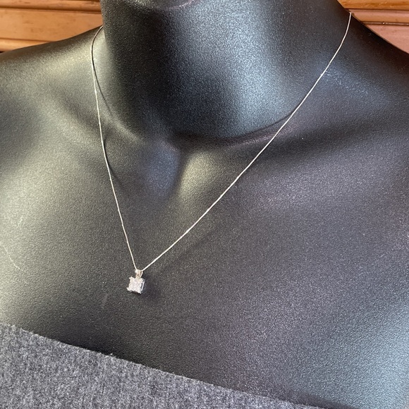 Solid 14K White Gold Designer Endless Diamond Natural Pendant Chain Necklace - Picture 13 of 17